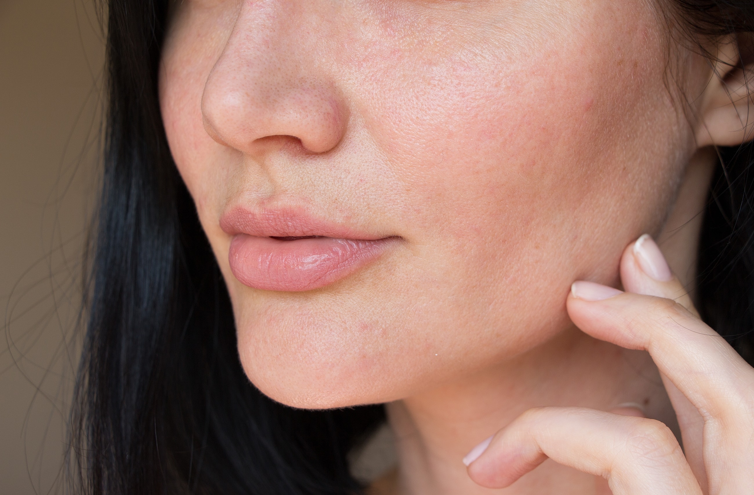 Close-up of a woman's face and lips